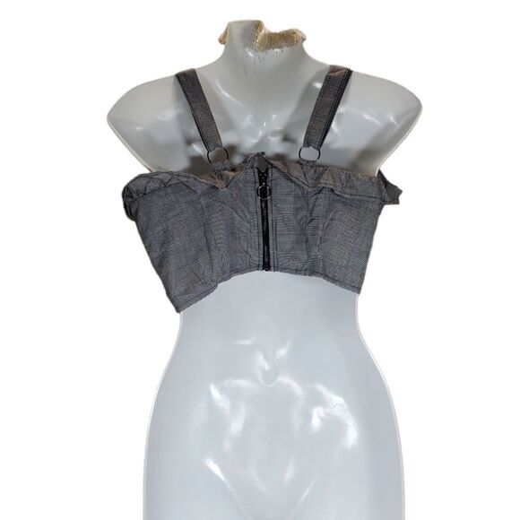 FOREVER 21 glen plaid crop top S - Picture 2 of 5